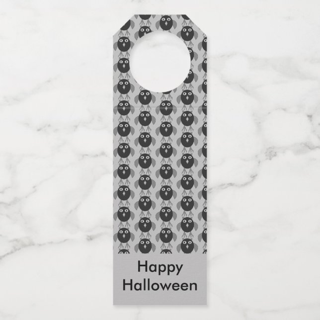 Creepy Halloween Owl Custom Bottle Tag (Front)
