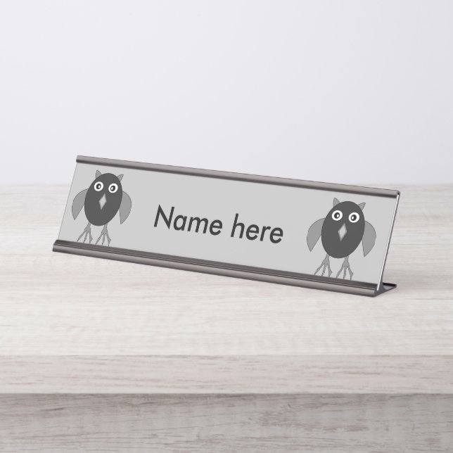 Creepy Halloween Owl Custom Desk Sign (Front)