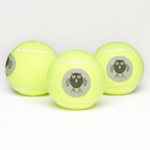Creepy Halloween Owl Tennis Balls