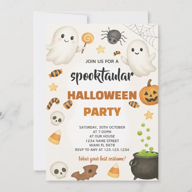 Creepy Halloween Party Card (Front)