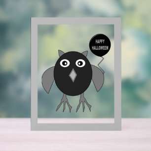 Creepy Halloween Party Owl Acrylic Sign