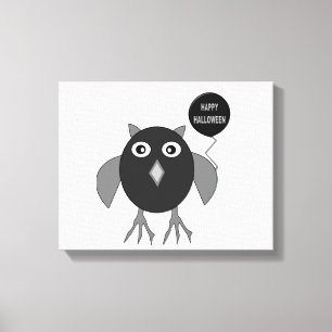 Creepy Halloween Party Owl Canvas Print