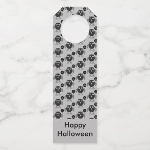 Creepy Halloween Party Owl Custom Bottle Tag
