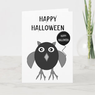 Creepy Halloween Party Owl Custom Card