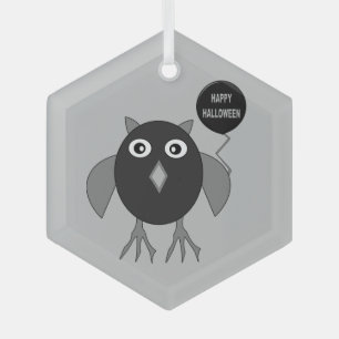 Creepy Halloween Party Owl Glass Tree Decoration