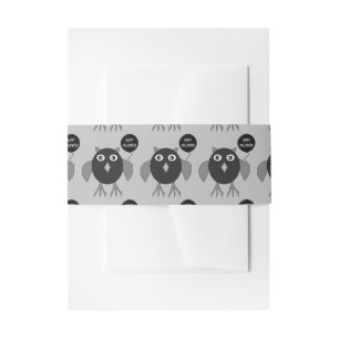 Creepy Halloween Party Owl Invitation Belly Band