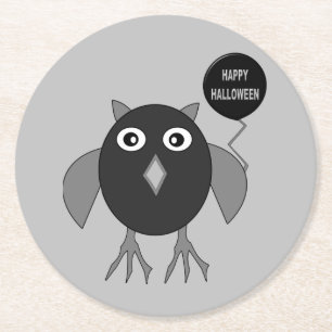Creepy Halloween Party Owl Paper Coasters