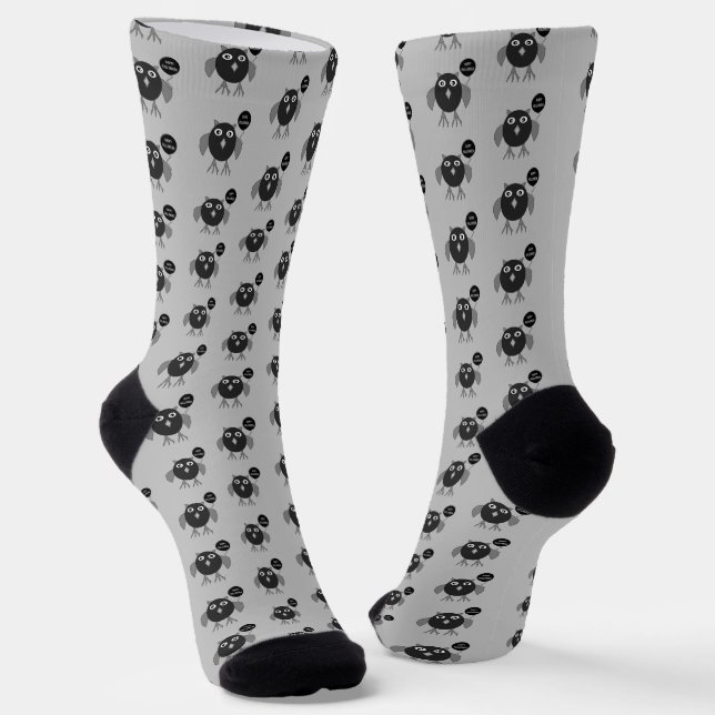 Creepy Halloween Party Owl Patterned Socks (Angled)
