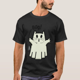 Creepy Halloween Peeking Black Cat for Feline T-Shirt
