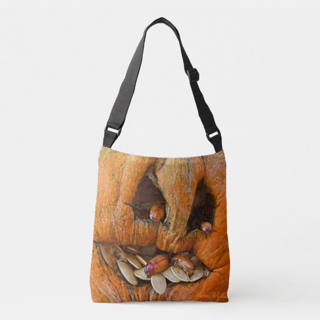 Creepy Halloween Pumpkin Bugs Crossbody Bag (Front)