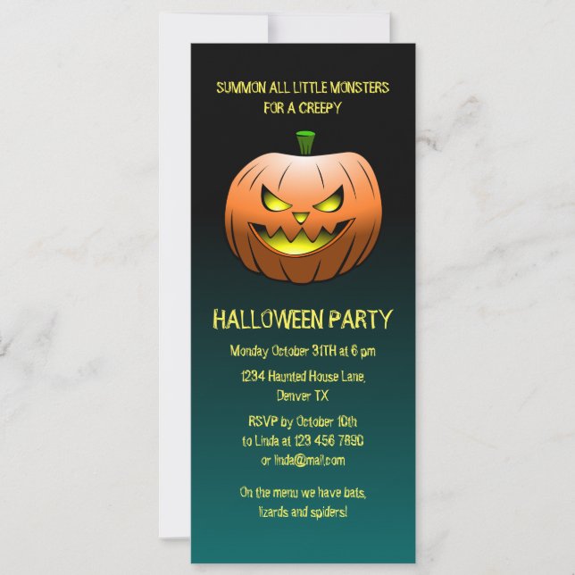 Creepy Halloween Pumpkin Invitation (Front)