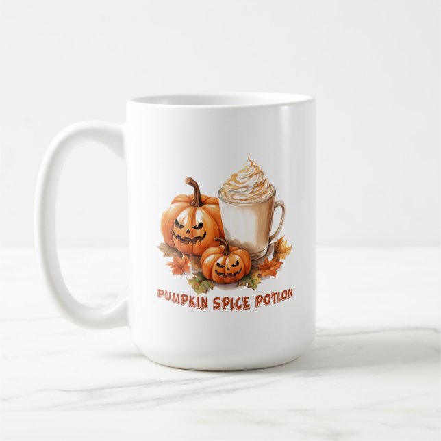 Creepy Halloween Pumpkin Spice Potion Coffee Mug (Left)