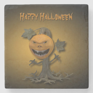 Creepy Halloween Pumpkin Tree - Stone Coaster