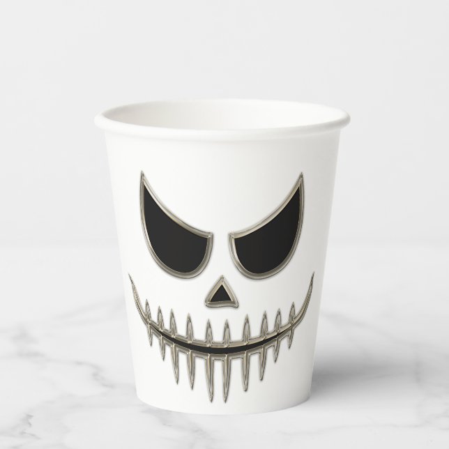 Creepy Halloween Skeleton Face Party Paper Cups (Front)