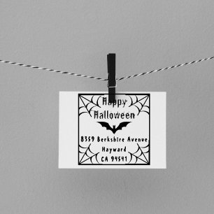 Creepy Halloween Spider Web Bat Return Address Rubber Stamp