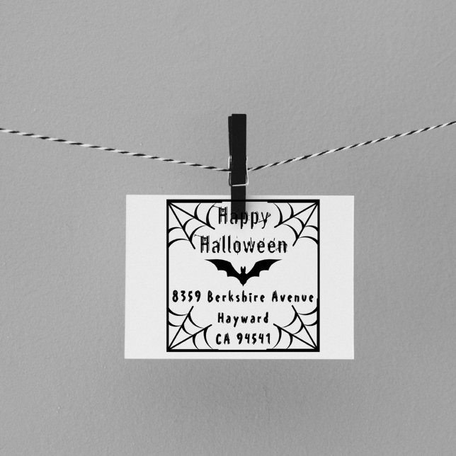 Creepy Halloween Spider Web Bat Return Address Rubber Stamp (Creepy Halloween Spider Web Bat Return Address Rubber Stamp)
