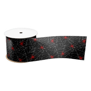 Creepy Halloween Spider Web Satin Ribbon
