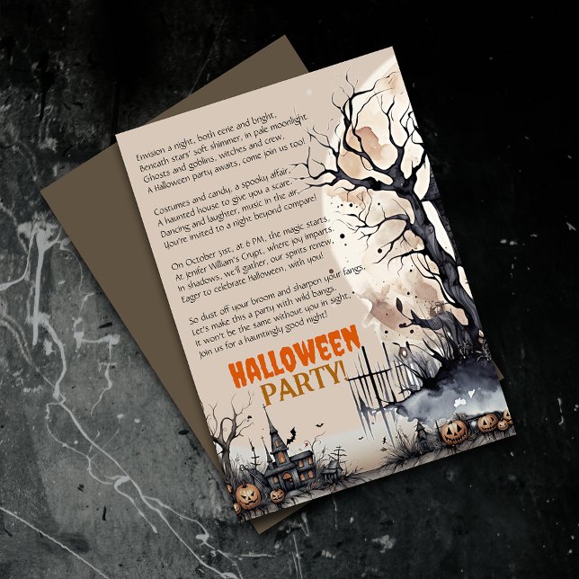 Creepy Halloween Spooky Party Poem Invitation (Elevate your upcoming event with uniquely designed Halloween invitations featuring a spooky poem!)