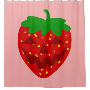 creepy halloween strawberry goth spooky shower curtain