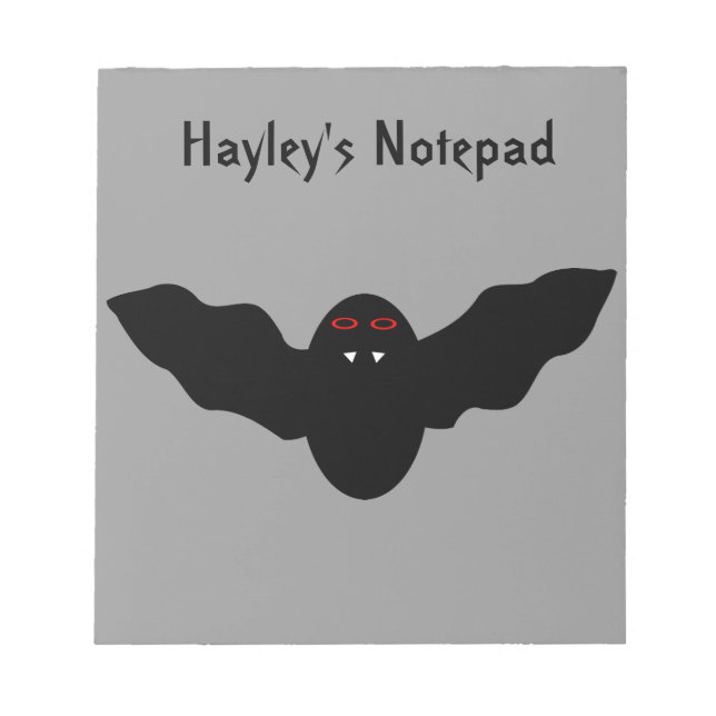 Creepy Halloween Vampire Bat Customisable Notepad (Front)