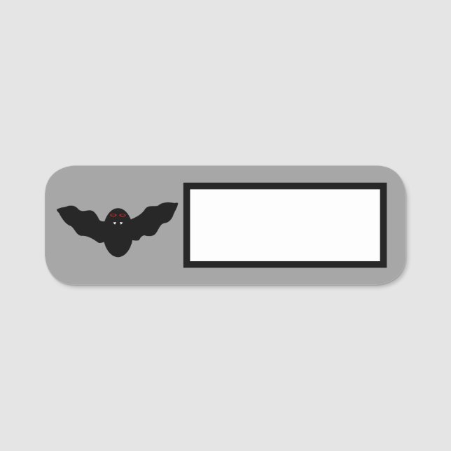 Creepy Halloween Vampire Bat Name Tag (Front)