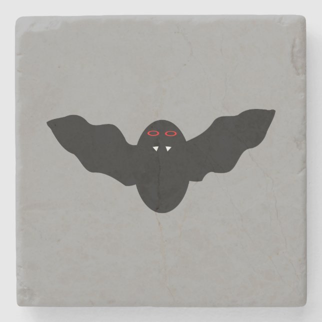 Creepy Halloween Vampire Bat Stone Coaster (Front)