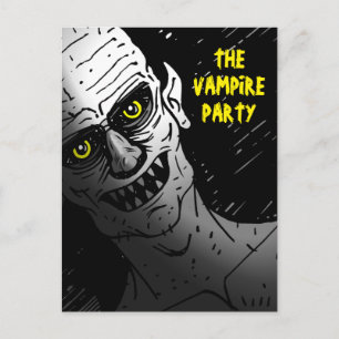 Creepy Halloween Vampire Party Postcard