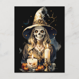Creepy Halloween Witch Postcard