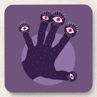 Creepy Hand Has Weird Fingers With Watching Eyes Coaster