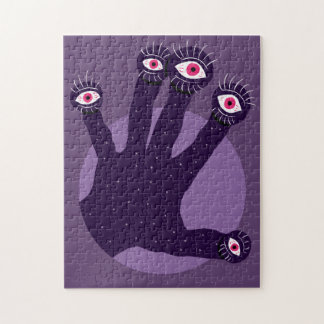 Creepy Hand Has Weird Fingers With Watching Eyes Jigsaw Puzzle