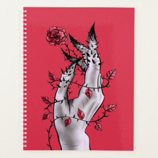 Creepy Hand Rose Thorns Macabre Red Planner