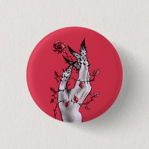 Creepy Hand With Rose And Thorns Gothic Art 3 Cm Round Badge