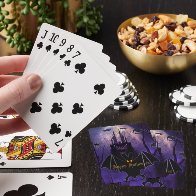 Creepy Haunted Castle Halloween Playing Cards (In Situ)