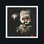 Creepy Haunted Doll Halloween Costume Party Napkin<br><div class="desc">Customise with any text.</div>
