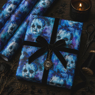 Creepy Haunted Dolls Gothic Halloween Wrapping Paper Sheet