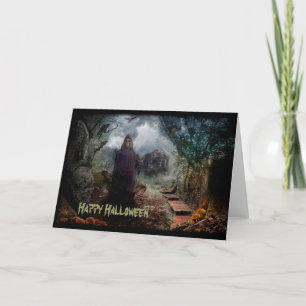 Creepy Haunted House and its Ghost Owner Card