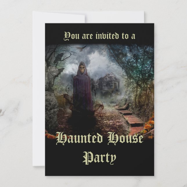 Creepy Haunted House and its Ghost Owner - Macabre Invitation (Front)