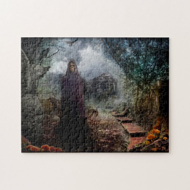 Creepy Haunted House and its Ghost Owner - Macabre Jigsaw Puzzle (Horizontal)