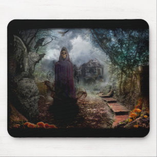 Creepy Haunted House and its Ghost Owner - Macabre Mouse Mat