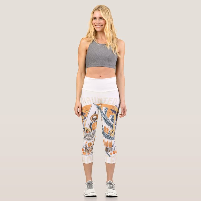 Creepy Haunted House Capri Leggings (Front)