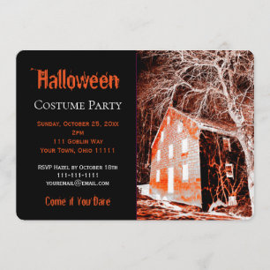 Creepy Haunted House Halloween Costume Party Invitation