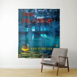 Creepy Haunted House Halloween Party Backdrop Tapestry
