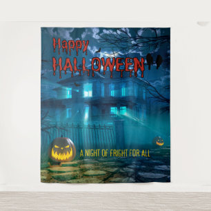 Creepy Haunted House Halloween Party Backdrop Tapestry