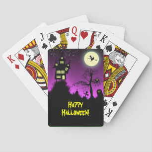 Creepy Haunted House Halloween Playing Cards