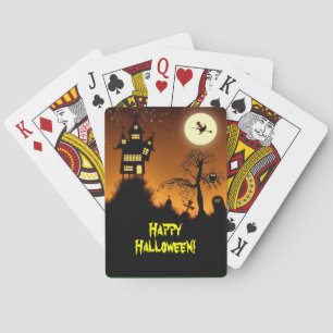 Creepy Haunted House Halloween Playing Cards