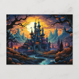 Creepy Haunted House Happy Halloween Postcard