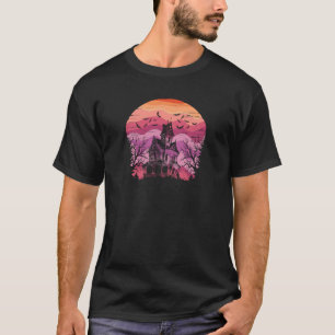 Creepy Haunted House Scary Bats Trees Spooky Full  T-Shirt