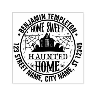 Creepy Haunted House Spider Webs Name Address Self-inking Stamp