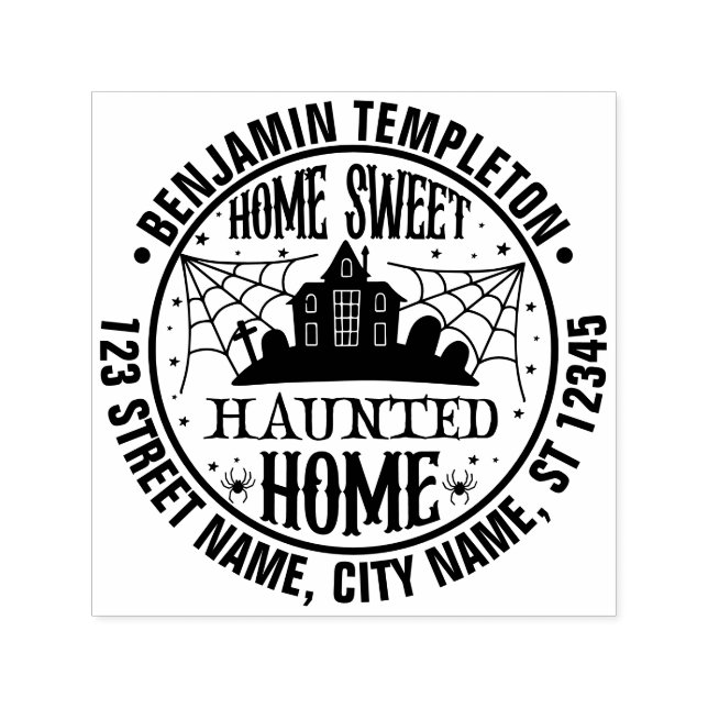 Creepy Haunted House Spider Webs Name Address Self-inking Stamp (Design)