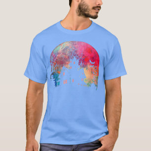Creepy Haunted House & Spooky Watercolor Full Moon T-Shirt